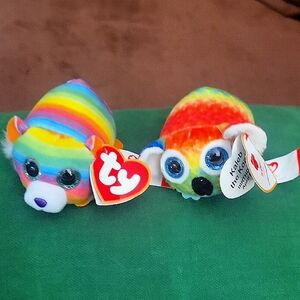 Colorful TY Beanie Boos Set TIGGY & KALEB. McDonald's Happy Meal Toys. Brand New